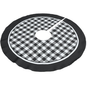 Tartan White and Black Kariert Tree Skirt Polyester Weihnachtsbaumdecke