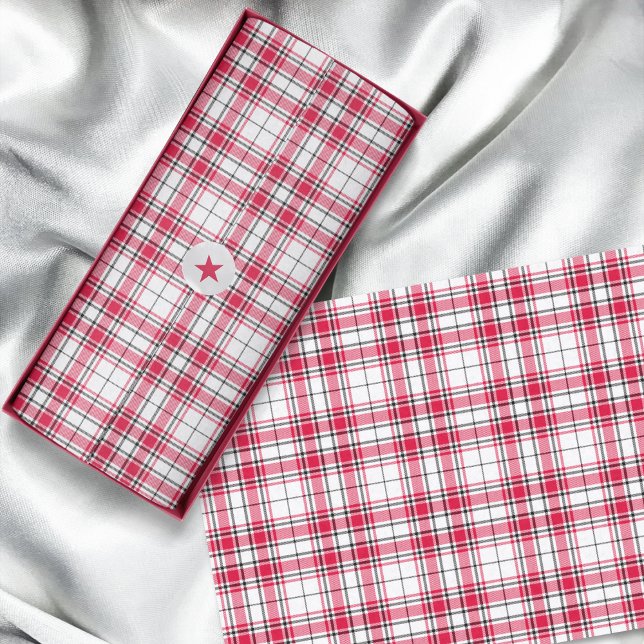 Tartan - White Red Black Seidenpapier (Tartan - White Red Black Tissue Paper by Leapfroglisics Shop)