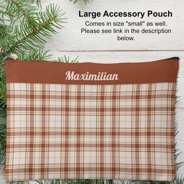 Tartan - Zement-braun - großer Zubehörbeutel Zubehörtasche (Tartan - Cement-Brown - LARGE Accessory Pouch by Leapfroglisics Shop)