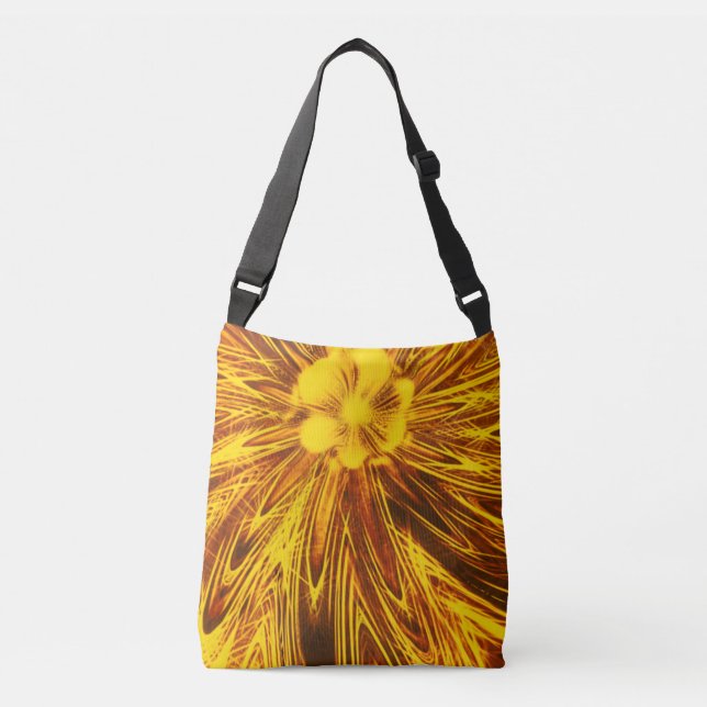 Tasche Abstrakte Linien Gelbe Blume (Vorderseite)
