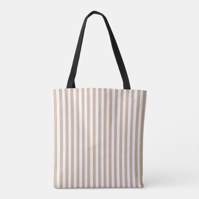 Tasche, Beige & Weiß gestreift vertikal  (Rückseite)
