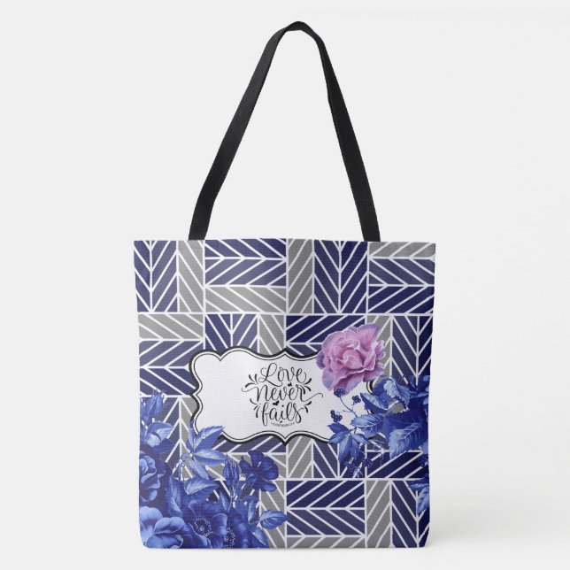 Tasche Blau/Graue Geometrische Blumenmodekamera (Vorderseite)