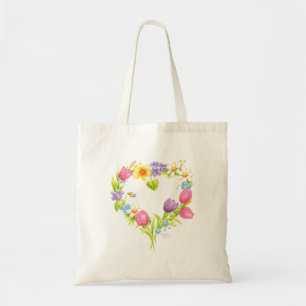 Tasche Blume Wasserfarbenes Herzkranz