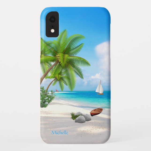 Tasche: Caribbean Beach mit/Name Case-Mate iPhone Hülle (Rückseite)