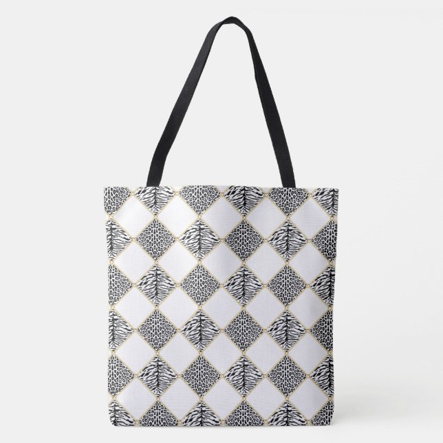 Tasche der Druckkette Weiß/Schwarz (Vorderseite)