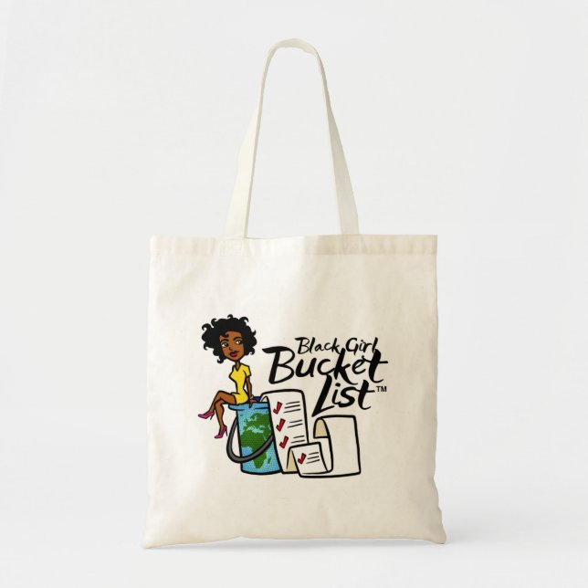Tasche der schwarzen Girl-Bucket-Liste (Vorne)