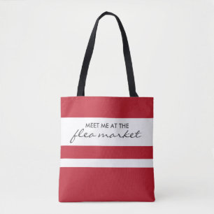 Tasche des Flohmarktes in Rot und Weiß