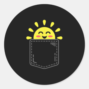 Tasche des Sonnenscheins Glücklicher Sommer Sonne Runder Aufkleber