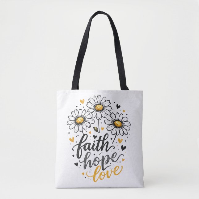 Tasche 'Faith, Hope, Love & Daisies' (Vorderseite)