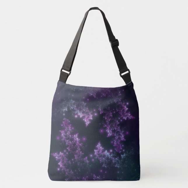 Tasche Fraktal Blätter Violett Glow (Vorderseite)