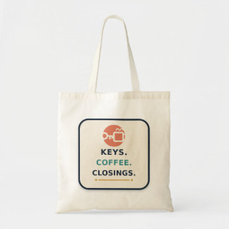 Tasche für Immobilienmakler mit Schlüssel, Kaffee