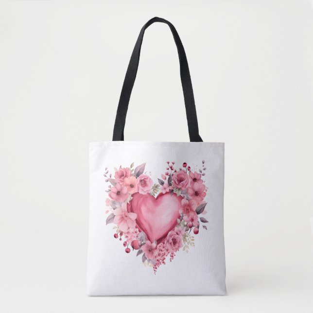 Tasche hübsches Herz und Blume (Vorderseite)