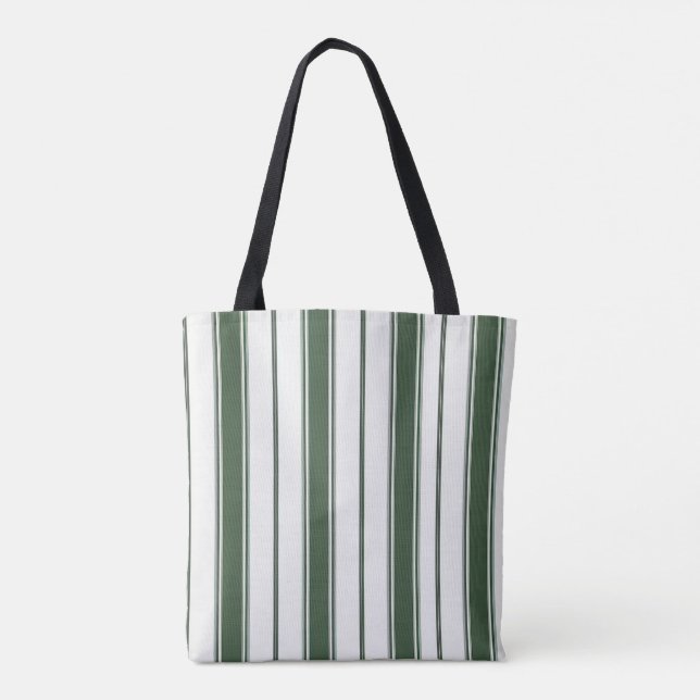 Tasche, Jägergrün und weiß gestreift vertikal (Rückseite)