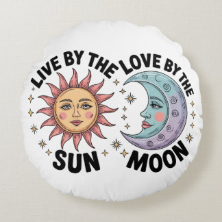 Tasche 'Lebe nach der Sonne, liebe nach dem Mond'  Rundes Kissen