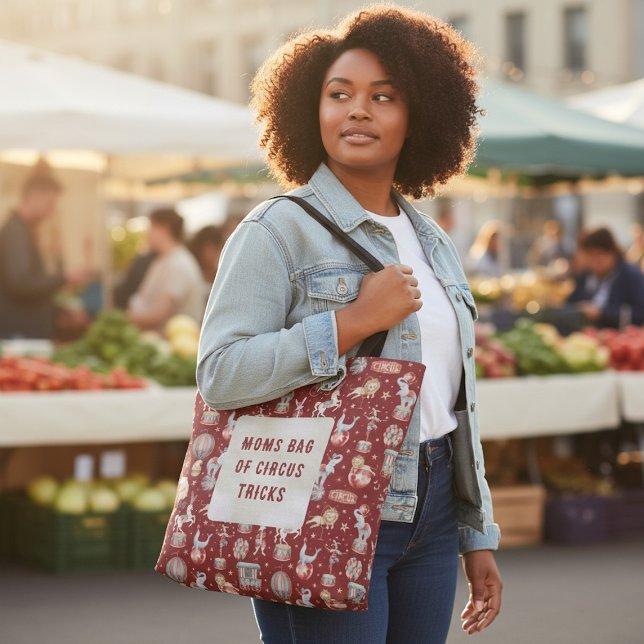 Tasche 'Mamas Zirkustricks' im roten Muster (Von Creator hochgeladen)