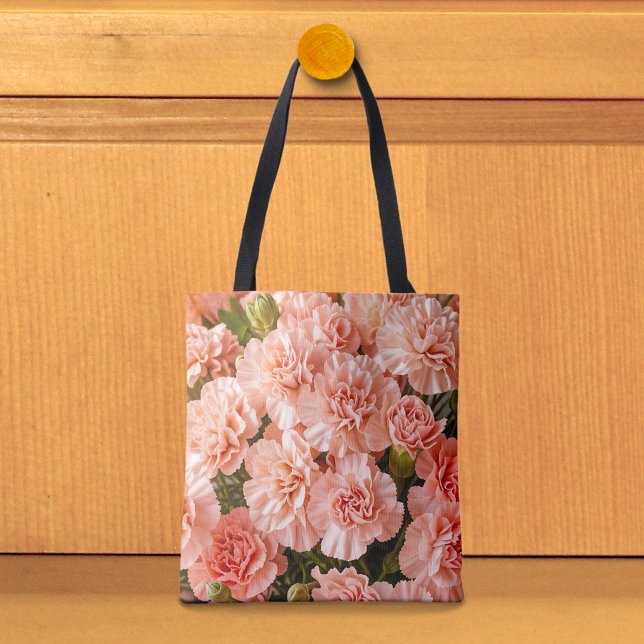 Tasche mit blassen rosa Nelken (Tote bag with pale pink carnations)