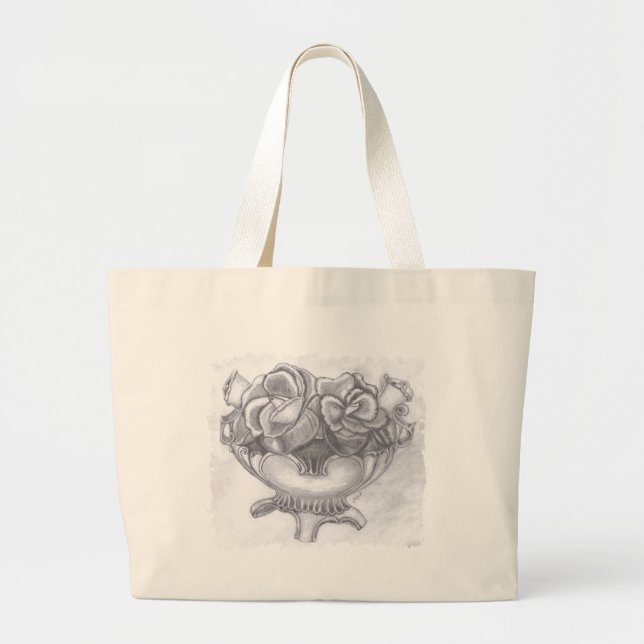 Tasche mit Bleistift-Skizze der Blumen (Vorne)