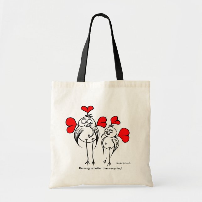 Tasche mit Cartoon- und Umweltmotto (Vorne)