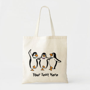 Tasche mit drei tanzenden Pinguinen