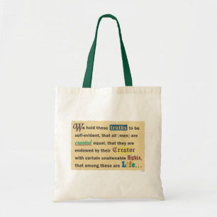 Tasche mit einer Erklärung.