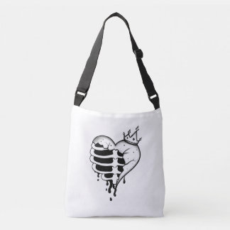 Tasche mit gebrochenem Herz, Rippenkäfig und Krone