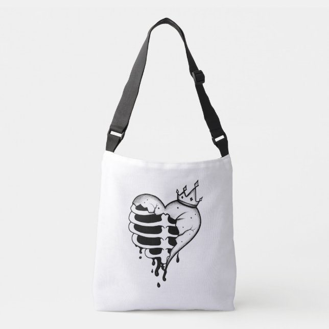 Tasche mit gebrochenem Herz, Rippenkäfig und Krone (Vorderseite)