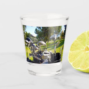 Tasche mit Golf Clubs, Shotglas Schnapsglas