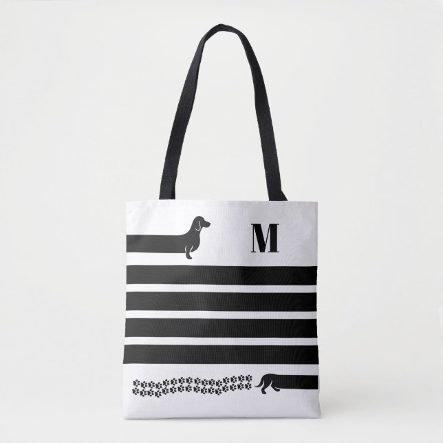 Tasche mit individuellem Dachshund-Monogramm (Vorderseite)