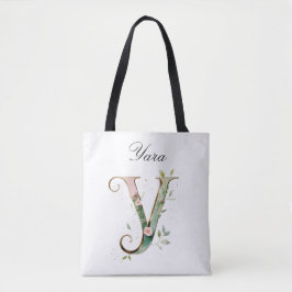 Tasche mit individuellem goldenen Blumenbuchstaben