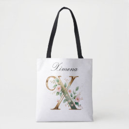 Tasche mit individuellem goldenen Blumenbuchstaben