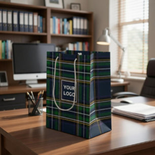 Tasche mit individuellem Logo aus Tartan-Papier Mittlere Geschenktüte