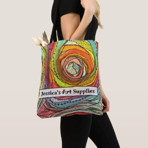 Tasche mit individuellem Namen und farbenfrohen Wa