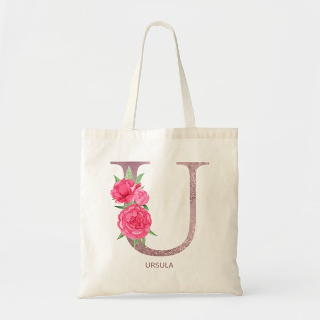 Tasche mit individuellem Rosenmonogramm Buchstabe  (Vorne)