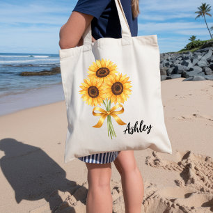 Tasche mit individuellem Sonnenblumenmotiv für Fra