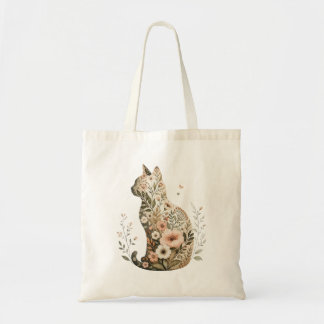 Tasche mit Katzen-Silhouette und floralem Boho-Wil