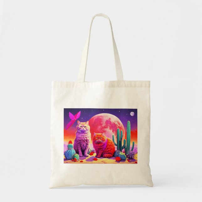 Tasche mit Katzenillustration (Vorne)