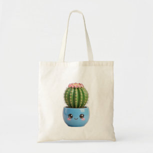 Tasche mit Kawaii-Hallenpflanze und Fasskaktus