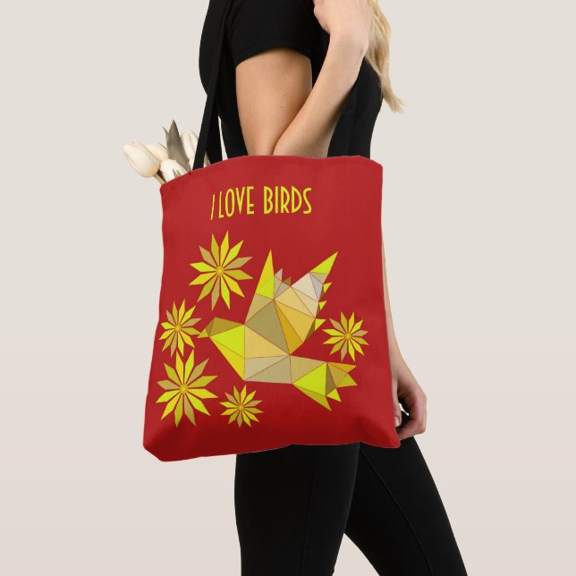 Tasche mit kreativem Vogel mit Blume (Von Nahem)
