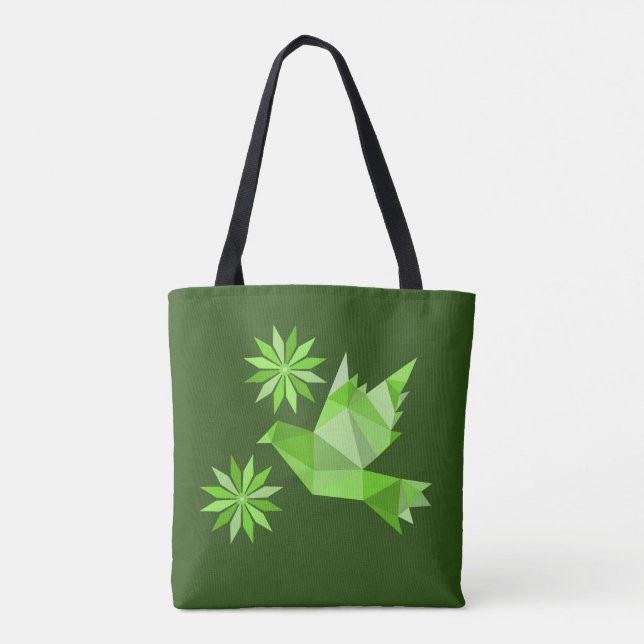Tasche mit kreativem Vogel mit Blume (Rückseite)