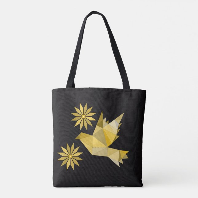 Tasche mit kreativem Vogel mit Blume (Rückseite)