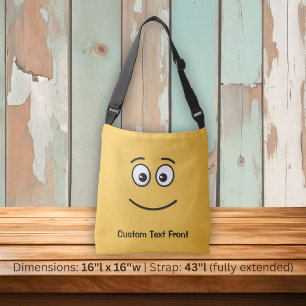 Tasche mit lächelndem Gesicht mit offenen Augen