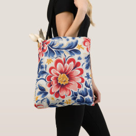 Tasche mit lebendigem Blumendesign mit Rot
