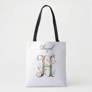 Tasche mit maßgeschneidertem Gold-Blumen-Letter H 