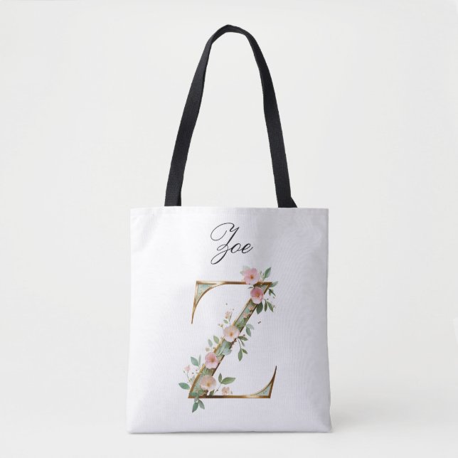 Tasche mit maßgeschneidertem Gold-Blumen-Letter Z  (Vorderseite)