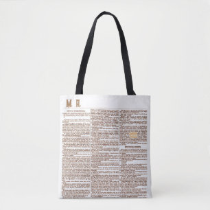 Tasche mit Monogramm und alter spanischer Zeitungs