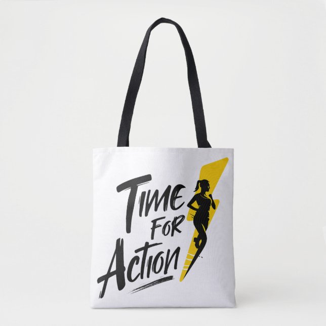 Tasche mit Motivationsspruch 'Zeit für Aktion' | B (Vorderseite)