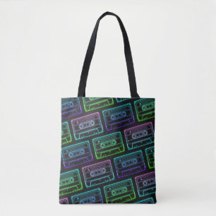 Tasche mit Neon-Mehrfarben-Kassettenmuster