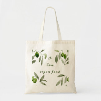 Tasche mit Oliven und I love vegan food Design
