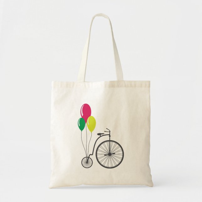 Tasche mit retro Fahrrad mit Ballonen (Vorne)