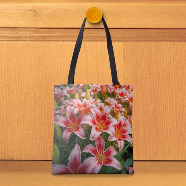 Tasche mit rosa Lilien (Tote bag with pink lilies)